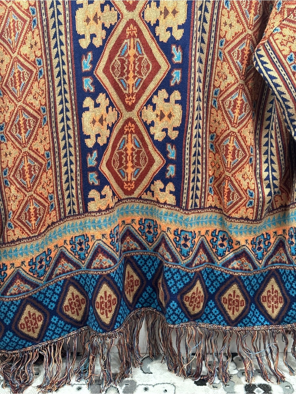 Ruby Rd. Multicolor Boho Open-Front Fringe Cardigan, size XL - Picture 6 of 6